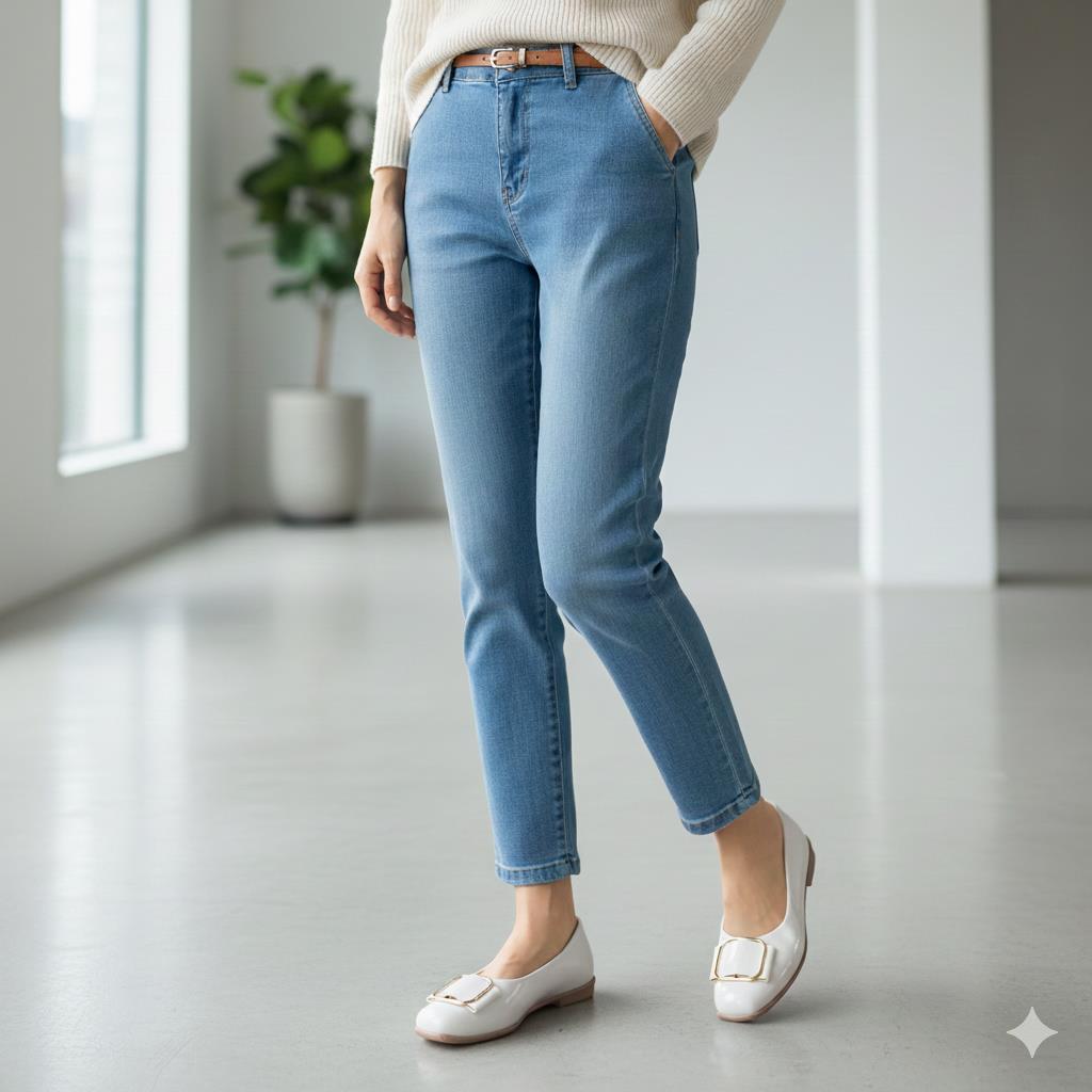 Bej Cilt Deri Tokalı Kadın Günlük Ayakkabı