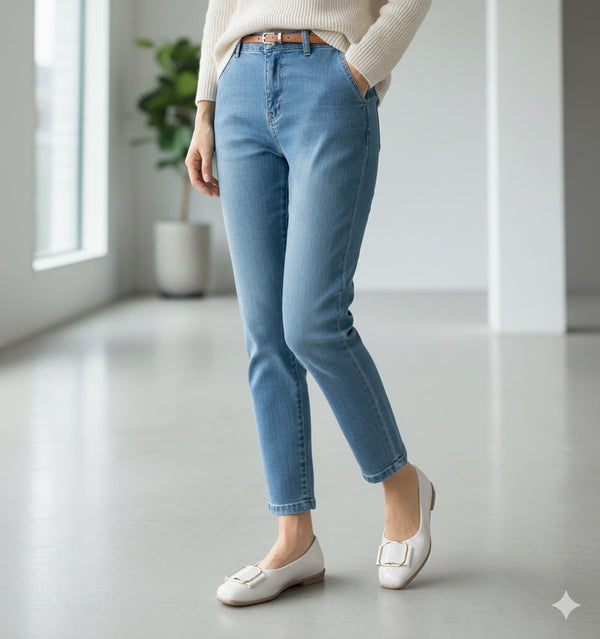 Bej Cilt Deri Tokalı Kadın Günlük Ayakkabı