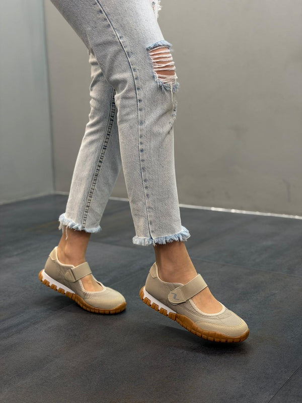 Bej Cırtlı Talya Kadın Günlük Spor Ayakkabı