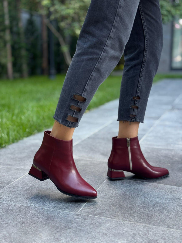 Bordo Cilt Topuklu Kadın Günlük Bot