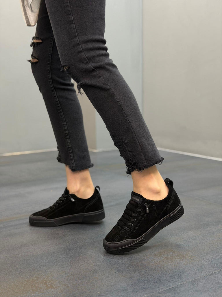 Champ Siyah Süet Deri Kadın Günlük Spor Ayakkabı