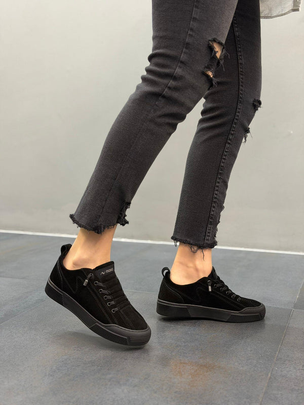 Champ Siyah Süet Deri Kadın Günlük Spor Ayakkabı