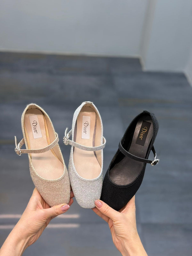 Diva Altın Simli Bantlı Kadın Günlük Babet