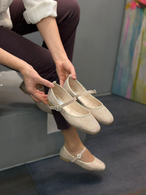 Diva Altın Simli Bantlı Kadın Günlük Babet