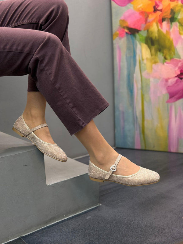 Diva Altın Simli Bantlı Kadın Günlük Babet