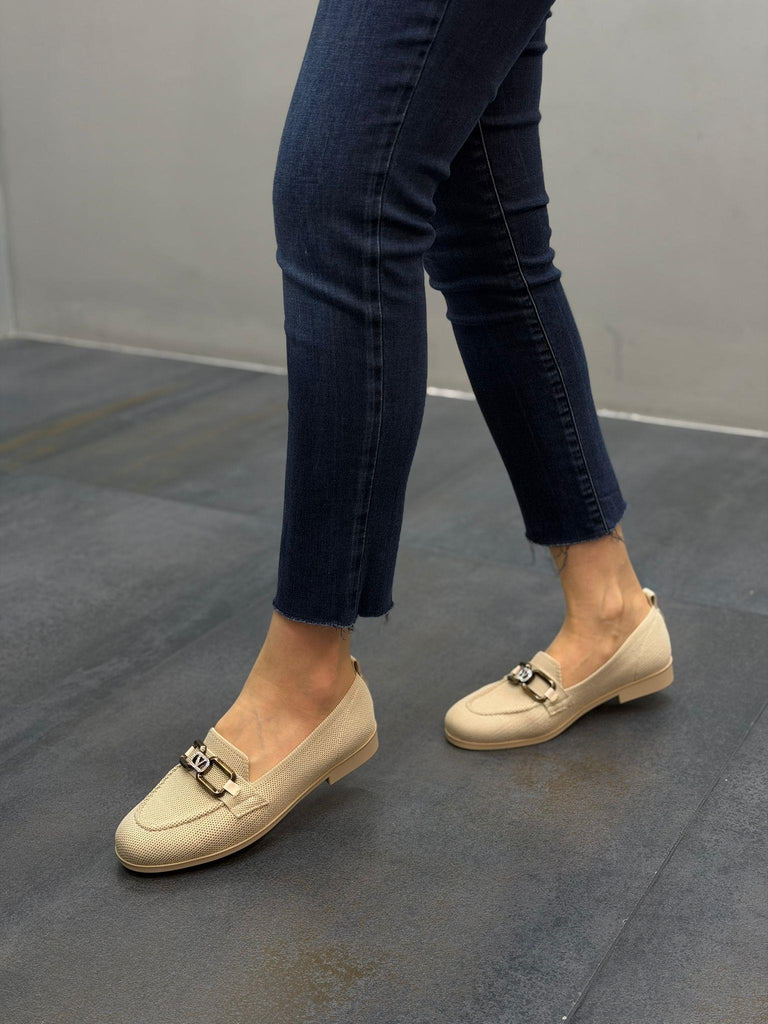 Diva Bej Triko Taşlı Kadın Günlük Babet