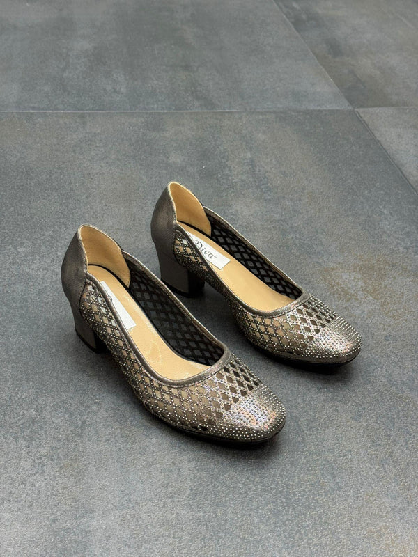 Diva Platin Taşlı Topuklu Kadın Günlük Ayakkabı