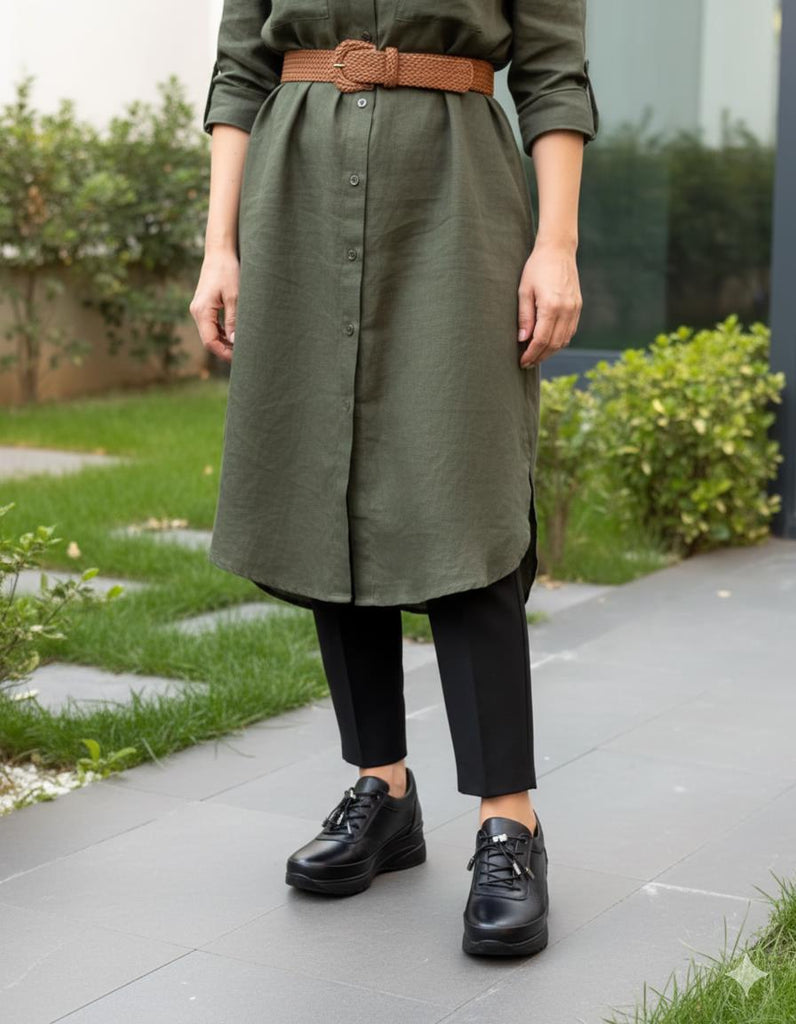 Diva Siyah Deri Dolgu Kadın Günlük Ayakkabı