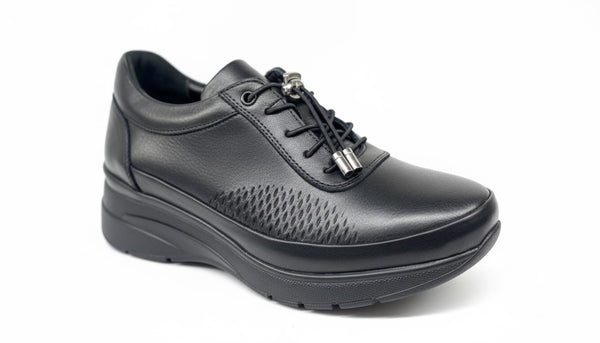 Diva Siyah Deri Dolgu Kadın Günlük Ayakkabı