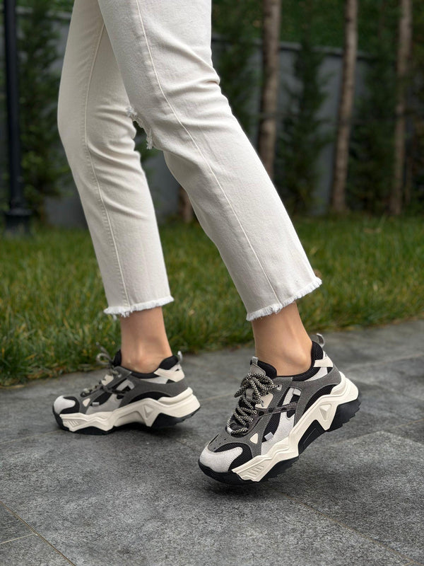 Diva Siyah Gri Kadın Günlük Spor Ayakkabı
