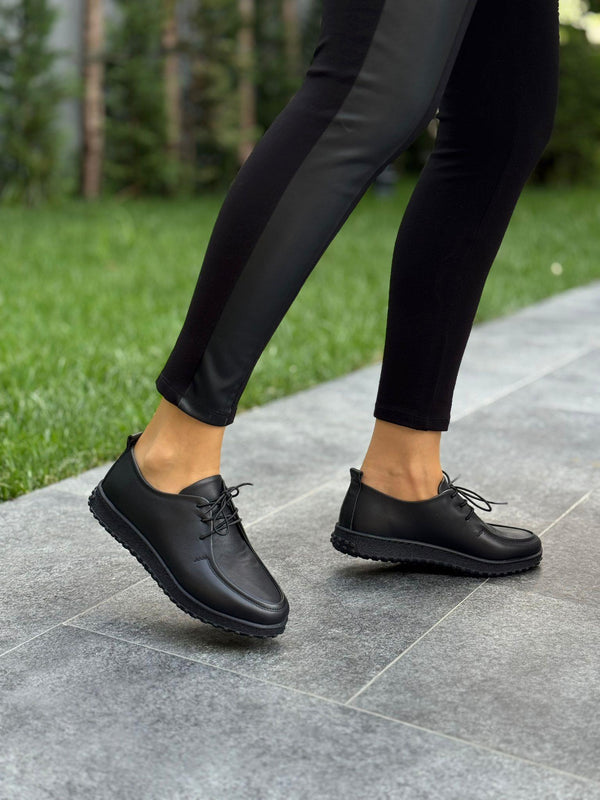 Diva Siyah Kömür Deri  Kadın Günlük Ayakkabı