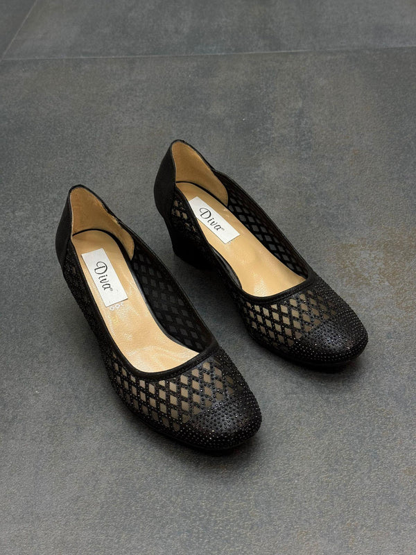 Diva Siyah Taşlı Topuklu Kadın Günlük Ayakkabı