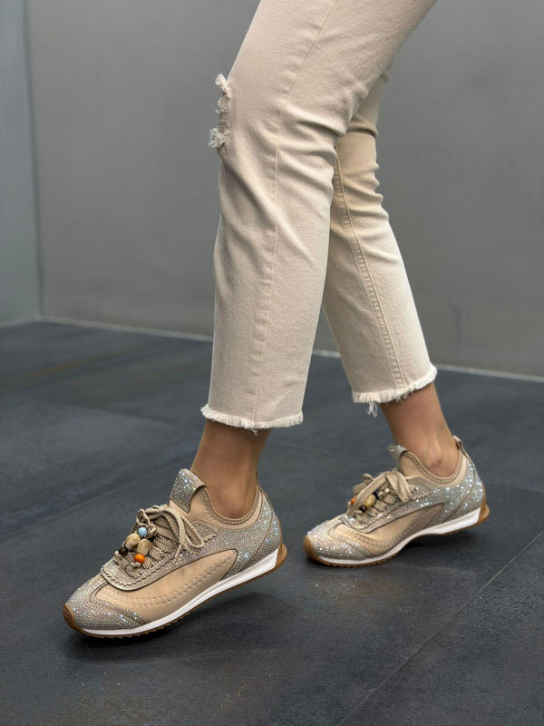 ELARA Bej Taşlı Kadın Günlük Spor Ayakkabı