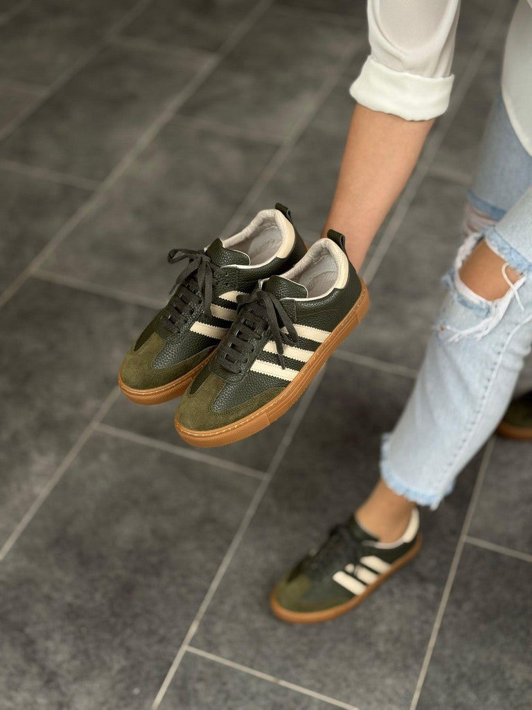 Haki Deri Kadın Günlük Ayakkabı