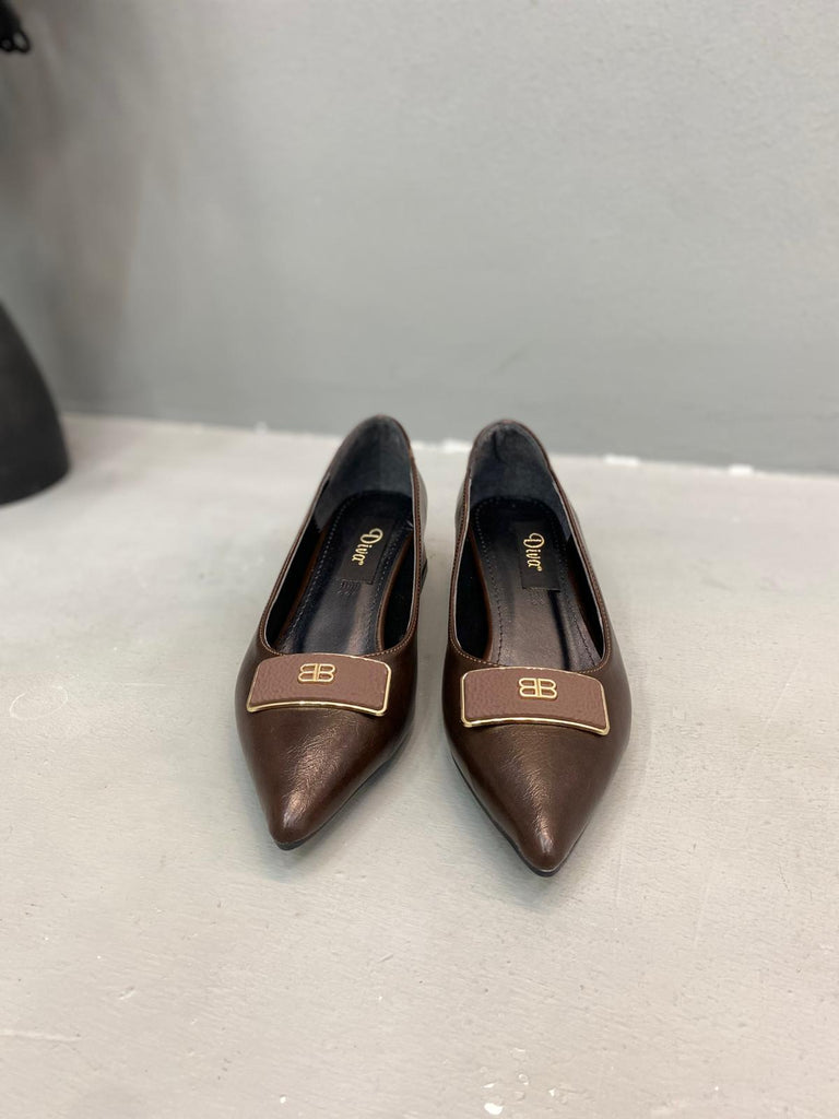 Kahve Cilt Topuklu Kadın Günlük Ayakkabı