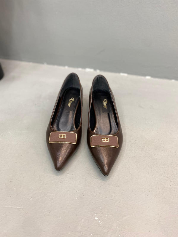 Kahve Cilt Topuklu Kadın Günlük Ayakkabı