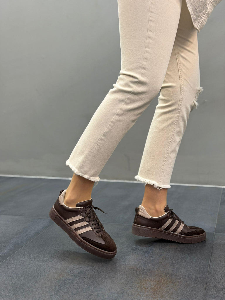 Kahve Deri Kadın Günlük Spor Ayakkabı
