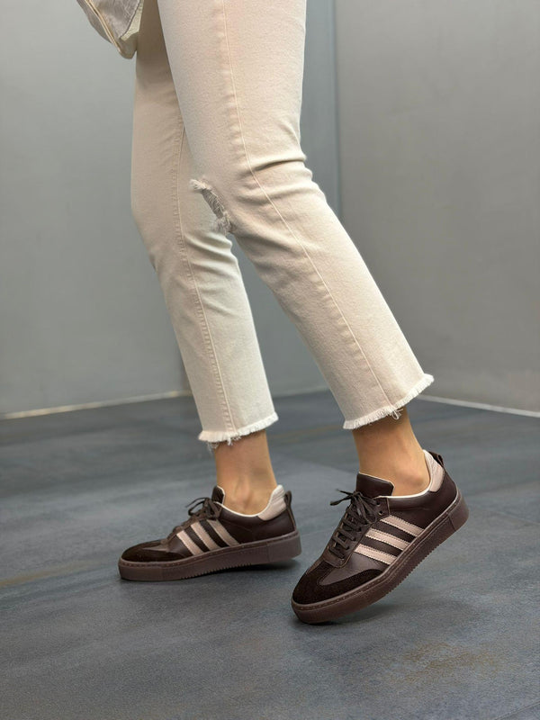 Kahve Deri Kadın Günlük Spor Ayakkabı