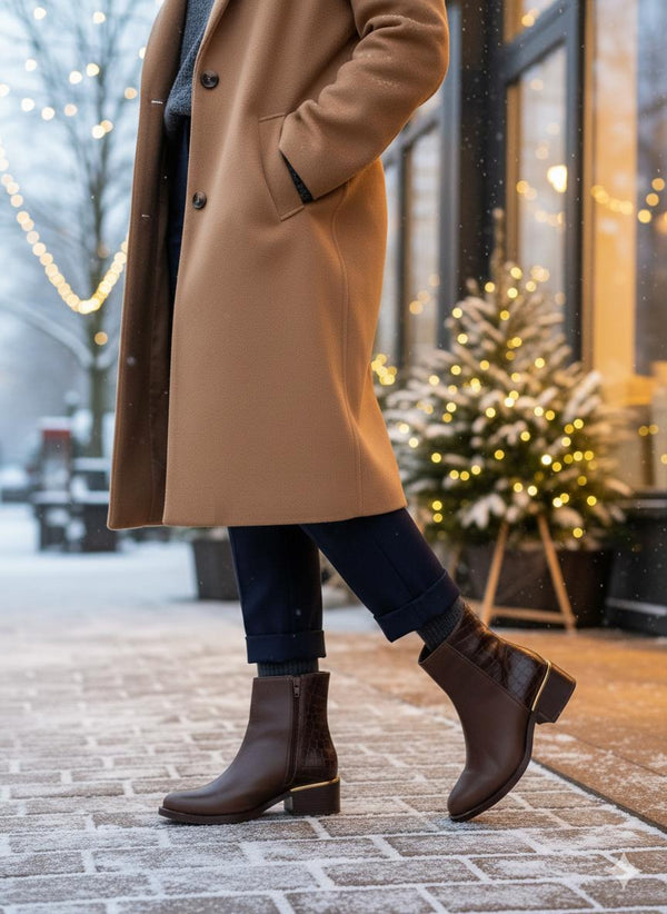 Kahve Deri Kroko Kadın Günlük Bot