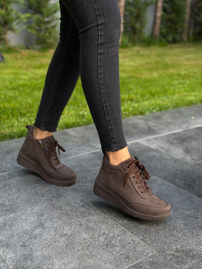 Kahve Nubuk Bağcıklı Kadın Günlük Bot