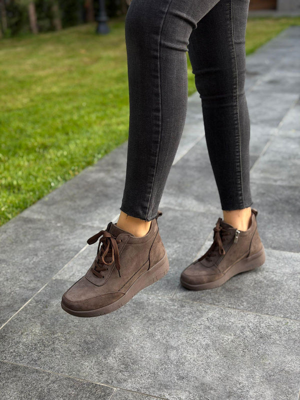 Kahve Nubuk Bağcıklı Kadın Günlük Bot