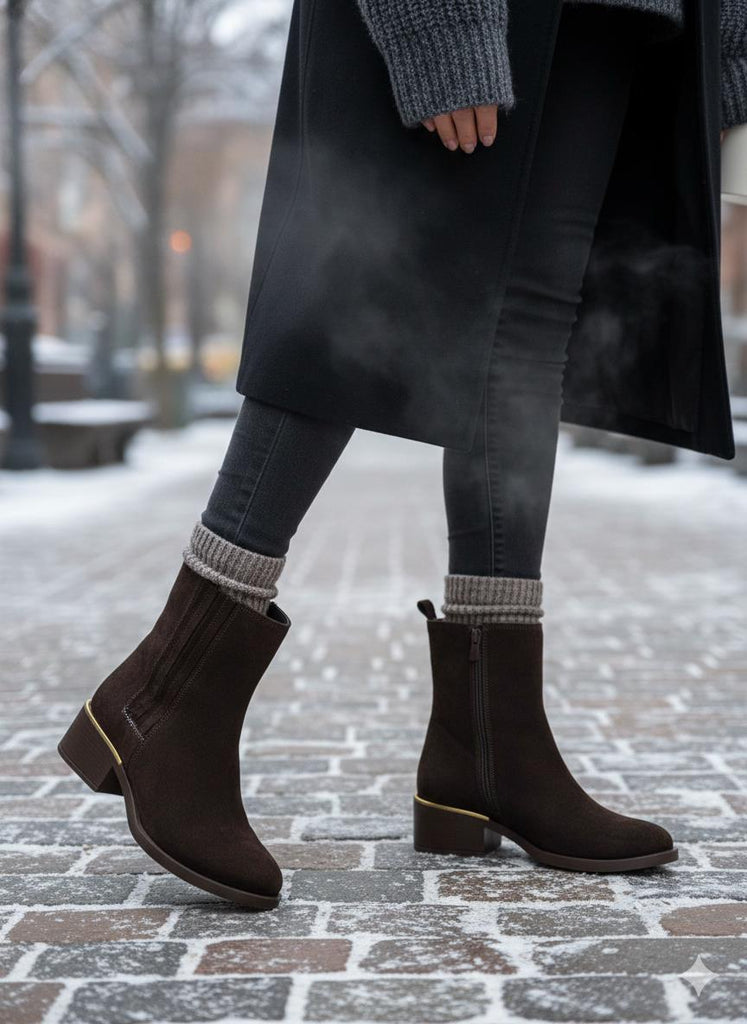 Kahve Süet Deri Kadın Günlük Bot