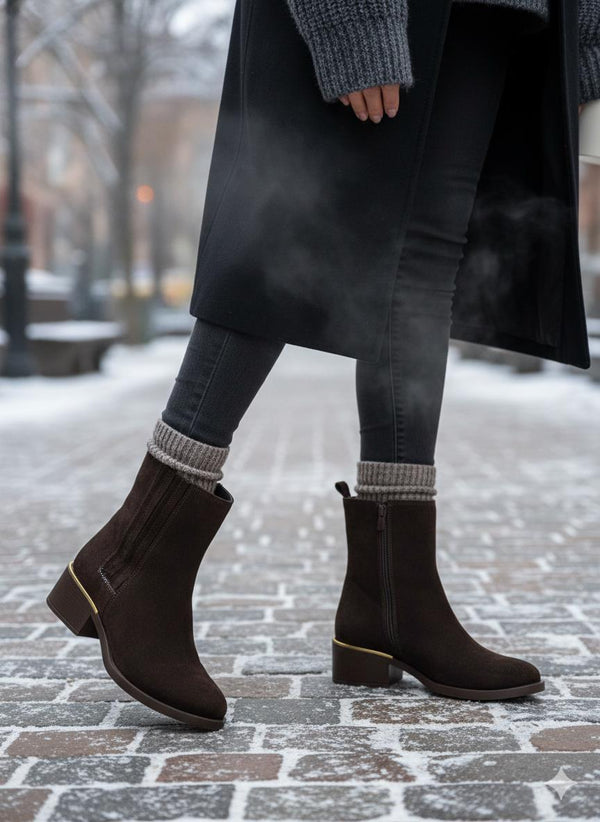 Kahve Süet Deri Kadın Günlük Bot