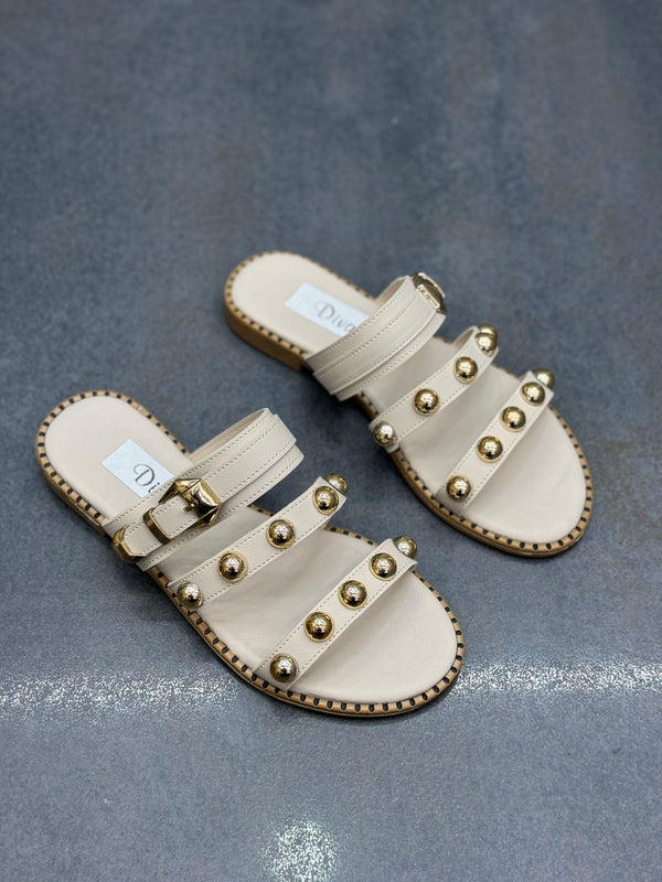 Krem Cilt Pimli Kadın Günlük Terlik