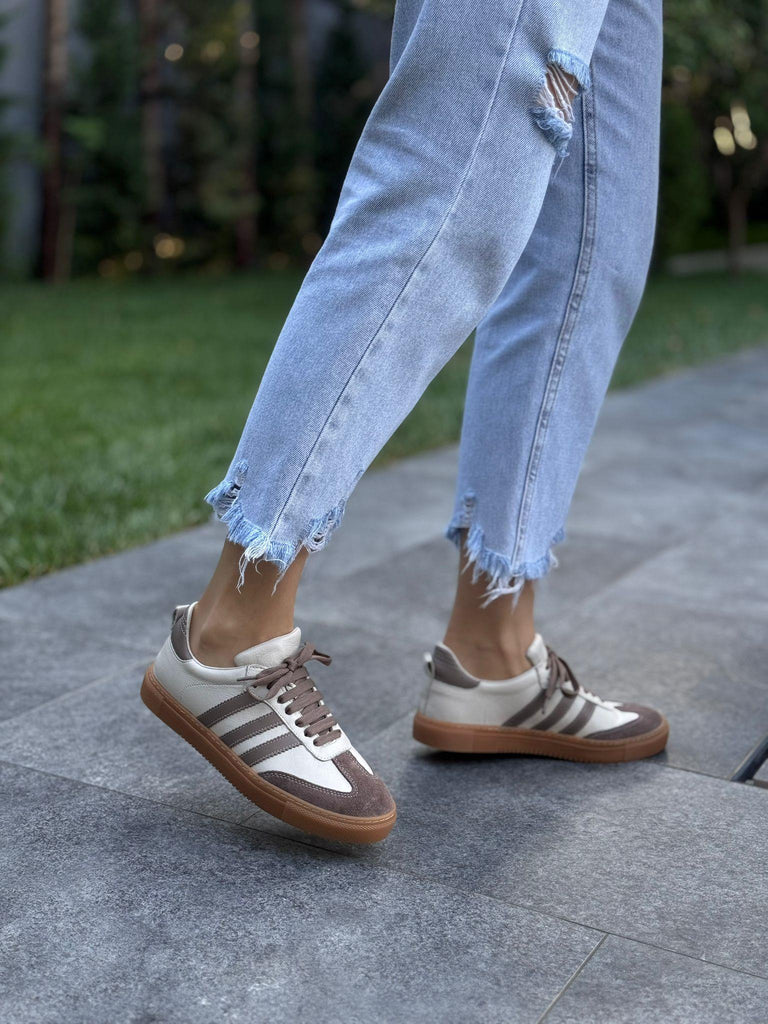 Krem Kahve Deri Kadın Günlük Ayakkabı