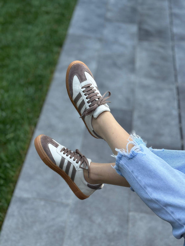 Krem Kahve Deri Kadın Günlük Ayakkabı