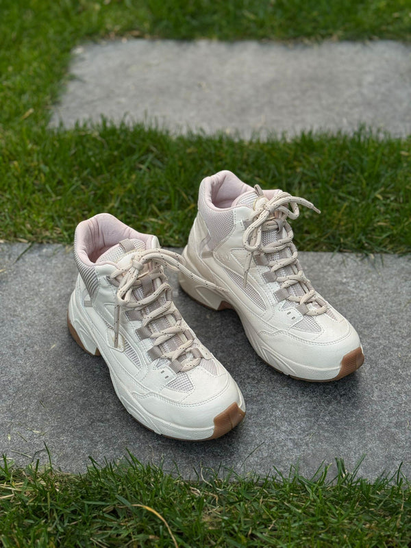 Krem Kroko Bağcıklı Kadın Günlük Bot