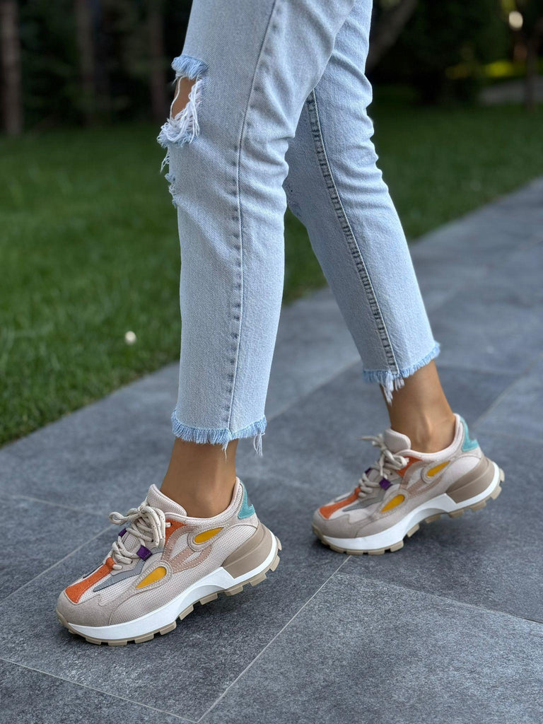 Krem Multi Kadın Günlük Spor Ayakkabı