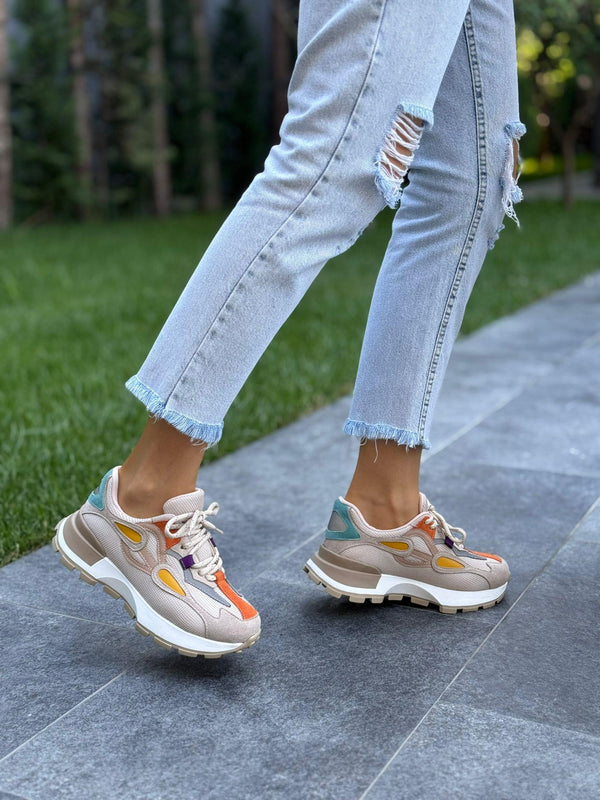 Krem Multi Kadın Günlük Spor Ayakkabı