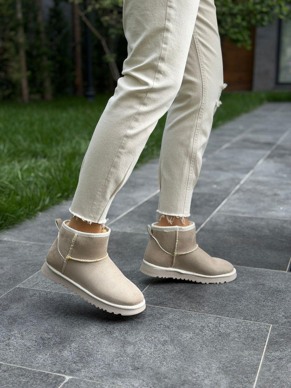 Krem Süet Düz Taban Kadın Günlük Bot