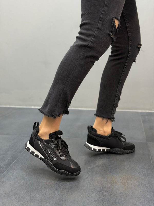 LİNDA Siyah Parşüt Kumaş Kadın Günlük Spor