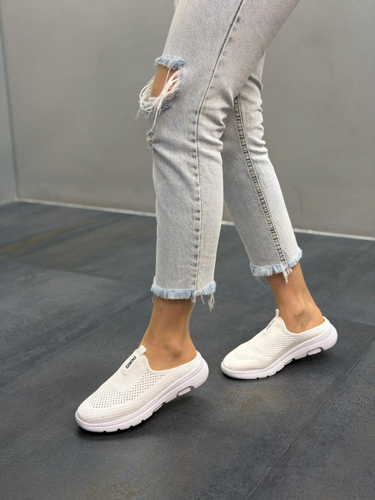 NİNA Beyaz Ortopedik Fileli Yazlık Kadın Terlik