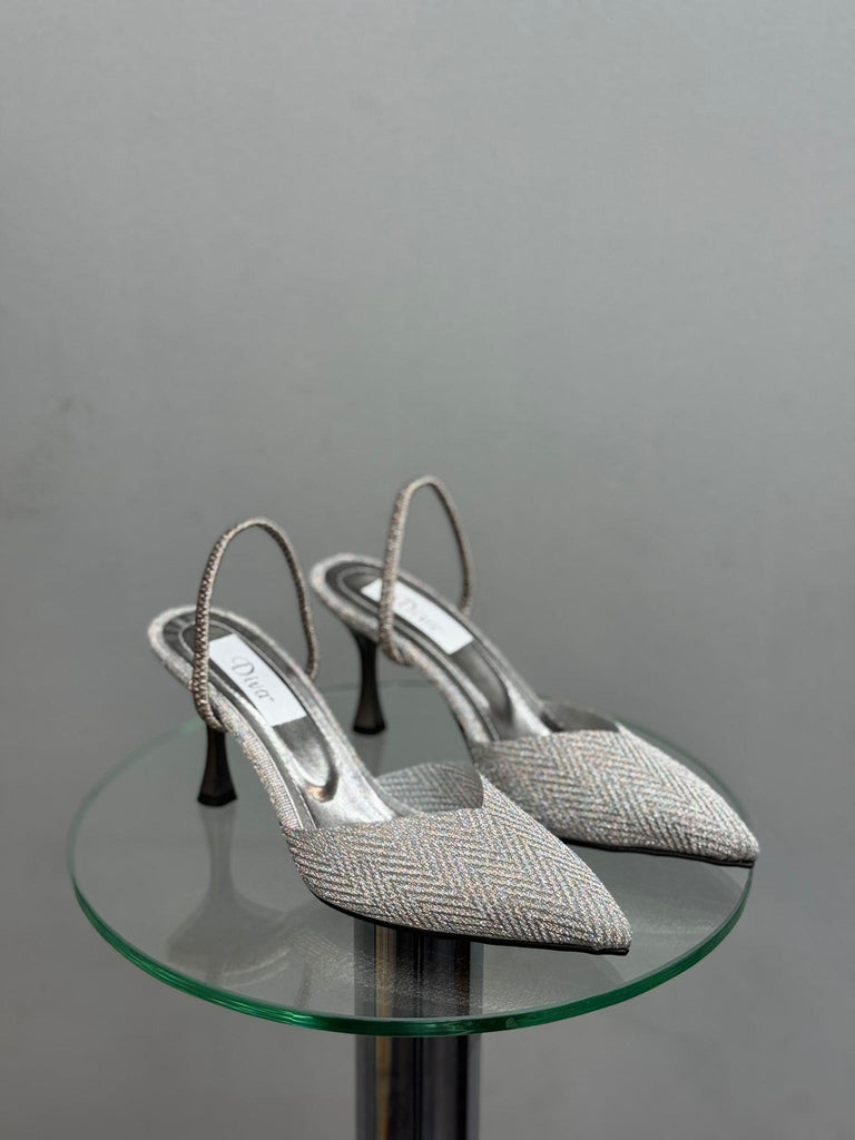 Platin Simli Topuklu Kadın Ayakkabı