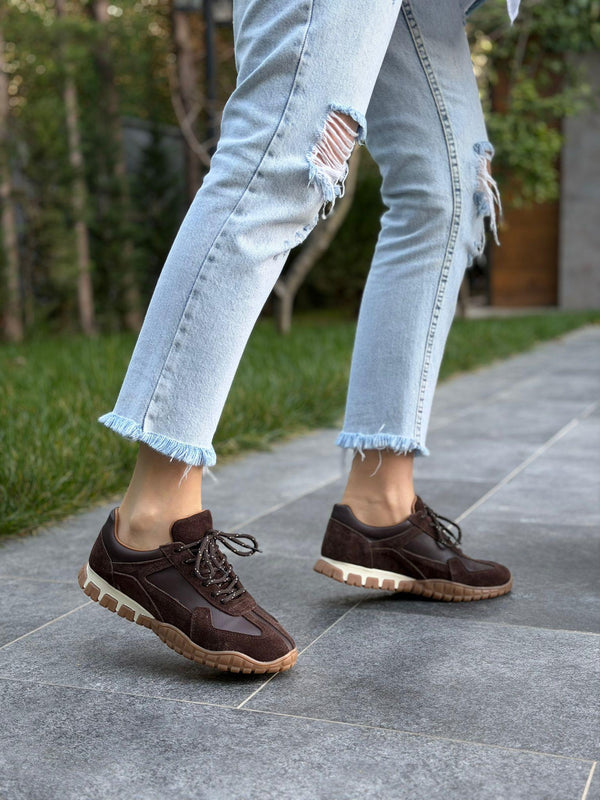 ROSA Kahve Deri Kadın Günlük Spor Ayakkabı