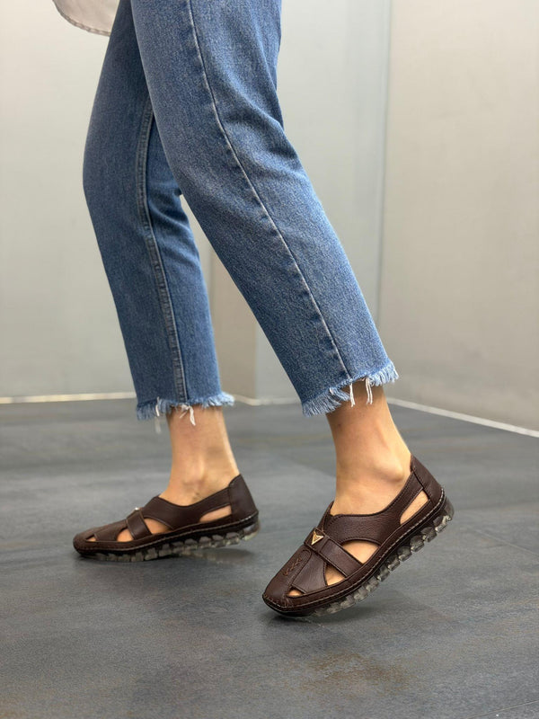 SİENA Kahve Deri Ortopedik Kadın Günlük Ayakkabı