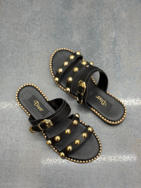 Siyah Cilt Pimli Kadın Günlük Terlik