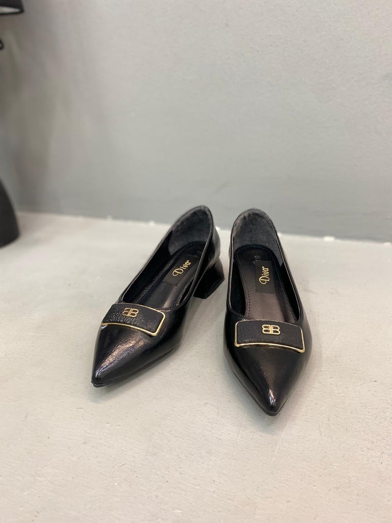 Siyah Cilt Topuklu Kadın Günlük Ayakkabı