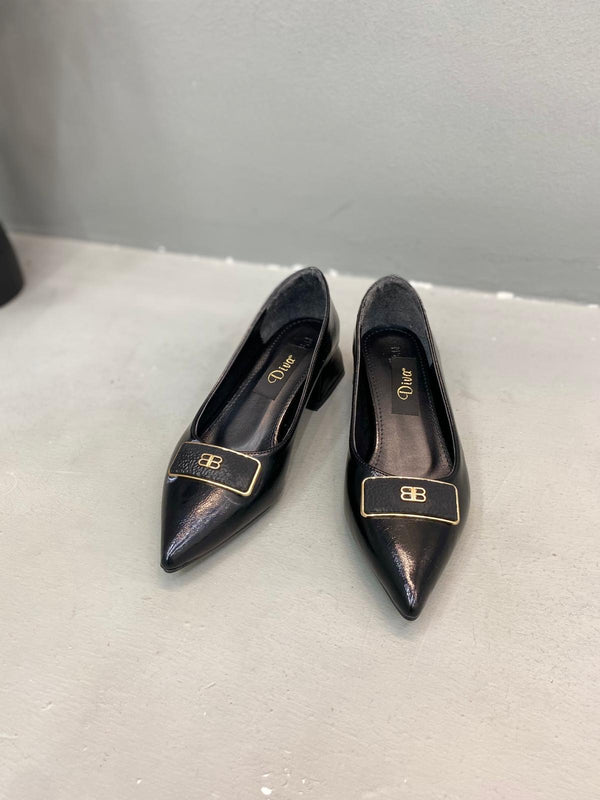 Siyah Cilt Topuklu Kadın Günlük Ayakkabı