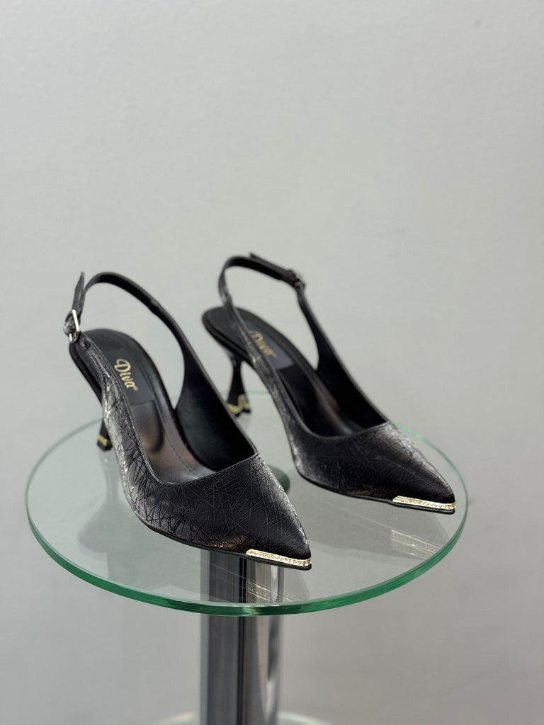 Siyah İpek Topuklu Kadın Ayakkabı