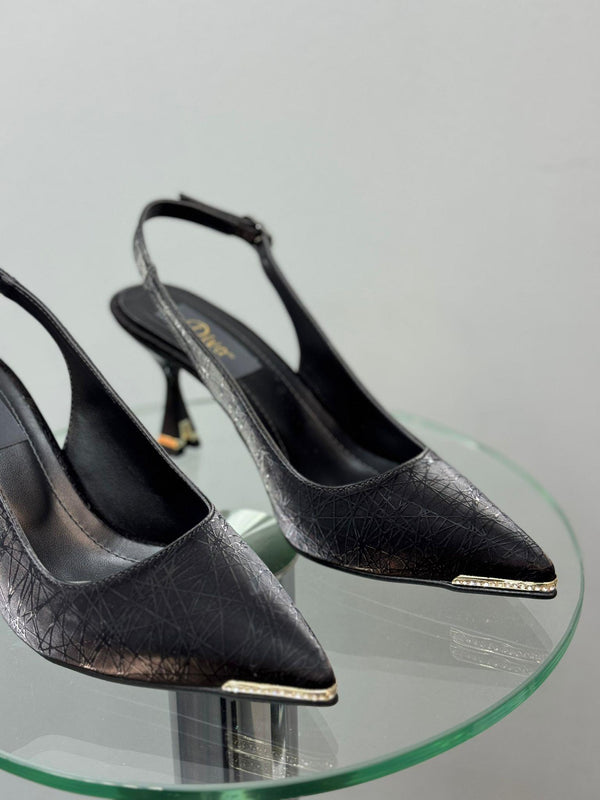 Siyah İpek Topuklu Kadın Ayakkabı