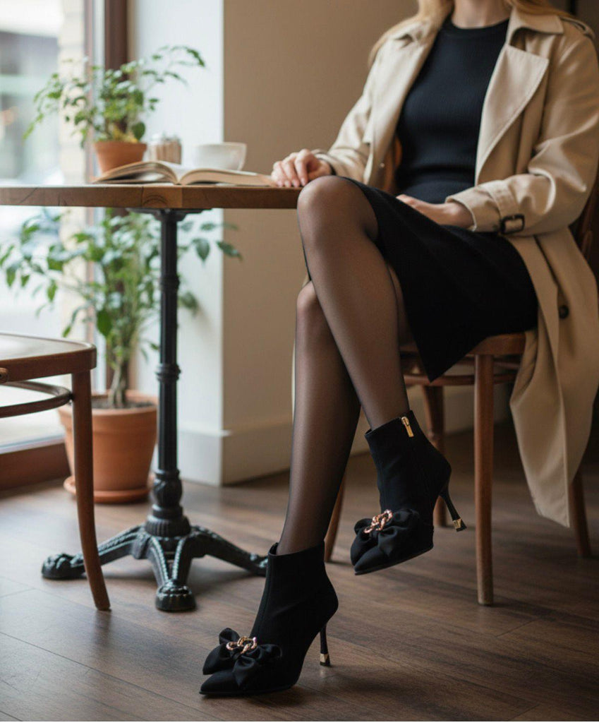 Siyah Nubuk Topuklu Kadın Günlük Bot