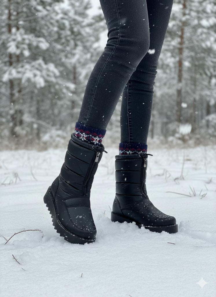 Siyah Paraşüt Kumaş Kar Botu 1453-01