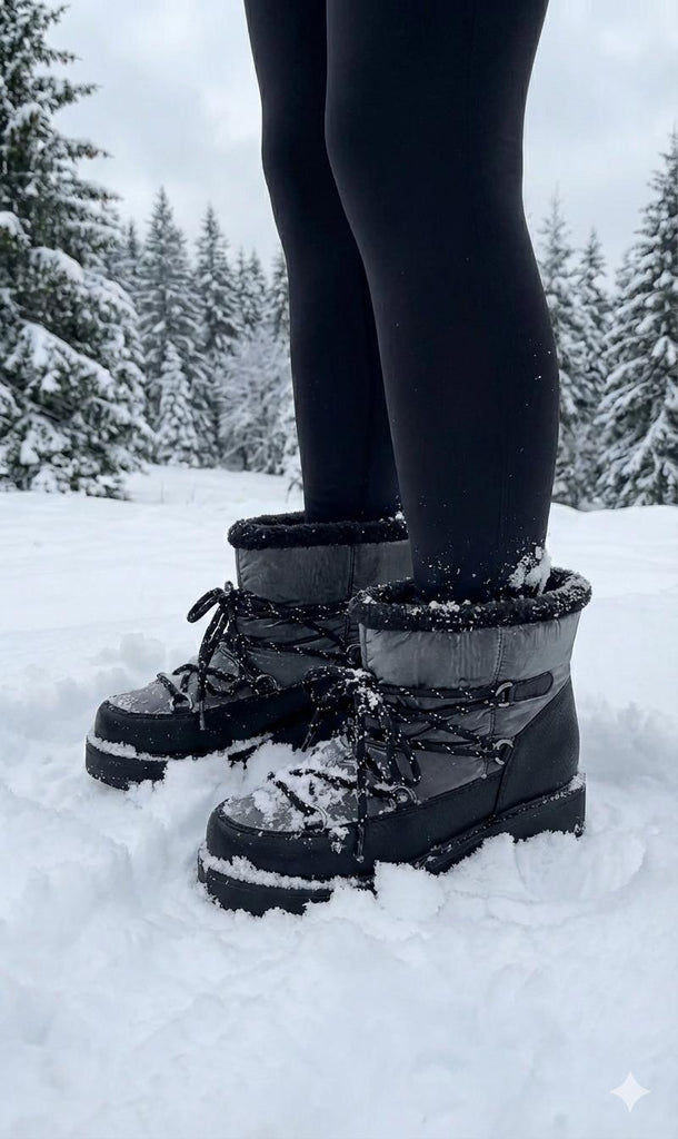 Siyah Platin Paraşüt Kumaş Kadın Günlük Bot