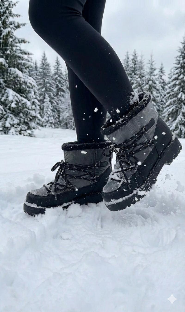 Siyah Platin Paraşüt Kumaş Kadın Günlük Bot