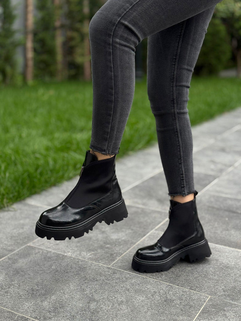 Siyah Rustik Likralı Kadın Günlük Ayakkabı