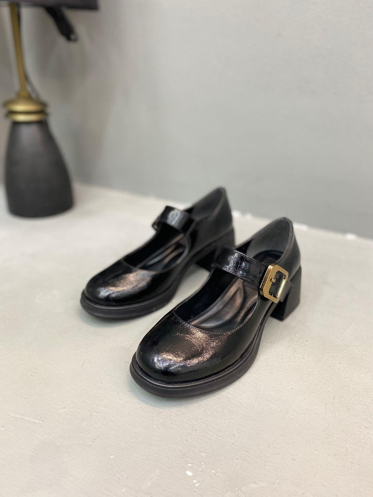 Siyah Rustik Topuklu Kadın Günlük Ayakkabı